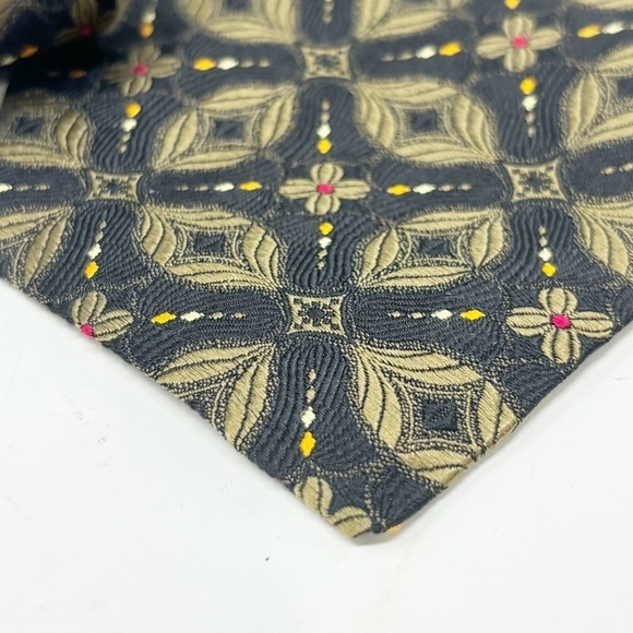 ROBERT TALBOTT JACOBSON’S Men’s Black Gold Floral Geo Silk Hand Made Tie USA 57” - Picture 3 of 7